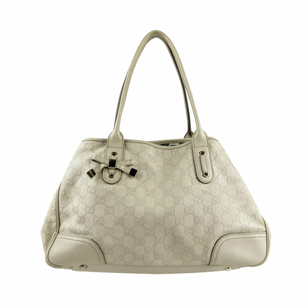 Gucci Princy Tote ivory White Guccissima leather bow accent